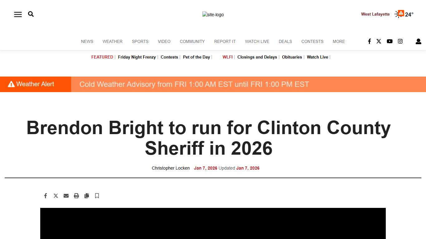 Brendon Bright to run for Clinton County Sheriff in 2026 News wlfi.com